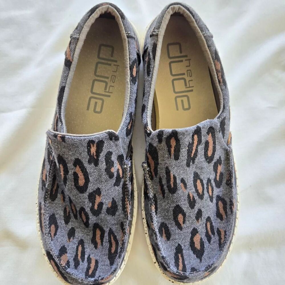 Hey-dude Women's Misty Charcoal Cheetah -Size 7